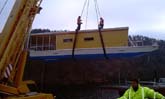 hausboot 17,5 x 4m laden transport und kranarbeiten